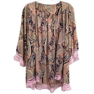 Jodifl Women’s Paisley Open Front Kimono Blouse Lace